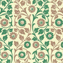 Brown and Green Flower and Vine Print Italian Paper ~ Carta Varese Italy